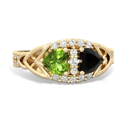 Peridot Sparkling Celtic Knot 14K Yellow Gold ring R2645