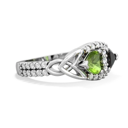 Peridot Sparkling Celtic Knot 14K White Gold ring R2645