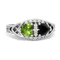 Peridot Sparkling Celtic Knot 14K White Gold ring R2645