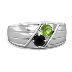 Peridot Men's Streamline 14K White Gold ring R0460