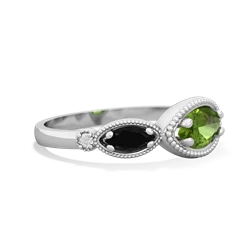 Peridot Milgrain Marquise 14K White Gold ring R5700