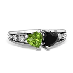 Peridot Heart To Heart 14K White Gold ring R3342