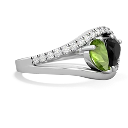 Peridot Nestled Heart Keepsake 14K White Gold ring R5650