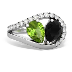 Peridot Nestled Heart Keepsake 14K White Gold ring R5650