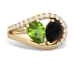 Peridot Nestled Heart Keepsake 14K Yellow Gold ring R5650