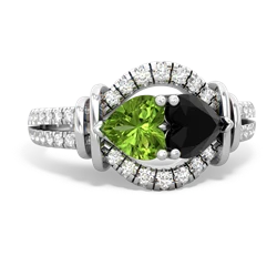 Peridot Art-Deco Keepsake 14K White Gold ring R5630