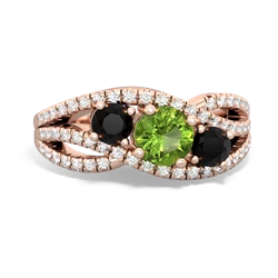 Peridot Three Stone Aurora 14K Rose Gold ring R3080