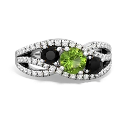 Peridot Three Stone Aurora 14K White Gold ring R3080