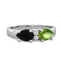 Peridot Pear Bowtie 14K White Gold ring R0865