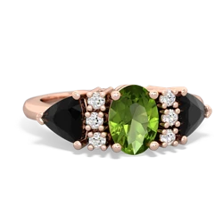 Peridot Antique Style Three Stone 14K Rose Gold ring R2186