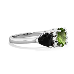 Peridot Antique Style Three Stone 14K White Gold ring R2186