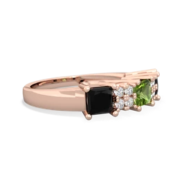 Peridot Three Stone Diamond Cluster 14K Rose Gold ring R2592