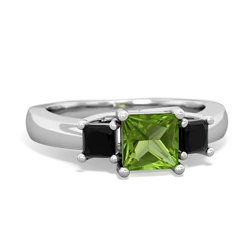 Peridot Three Stone Trellis 14K White Gold ring R4015