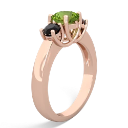 Peridot Three Stone Round Trellis 14K Rose Gold ring R4018