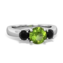 Peridot Three Stone Round Trellis 14K White Gold ring R4018