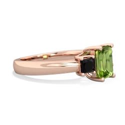 Peridot Three Stone Emerald-Cut Trellis 14K Rose Gold ring R4021