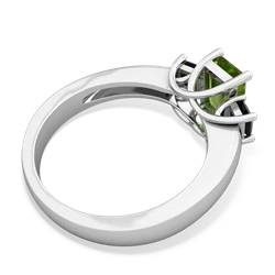 Peridot Three Stone Emerald-Cut Trellis 14K White Gold ring R4021