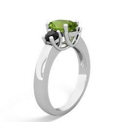 Peridot Three Stone Oval Trellis 14K White Gold ring R4024