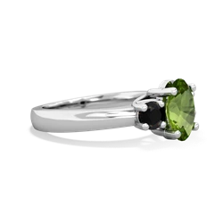 Peridot Three Stone Oval Trellis 14K White Gold ring R4024