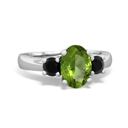 Peridot Three Stone Oval Trellis 14K White Gold ring R4024