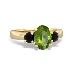 Peridot Three Stone Oval Trellis 14K Yellow Gold ring R4024