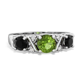 Peridot Hugs And Kisses 14K White Gold ring R5016