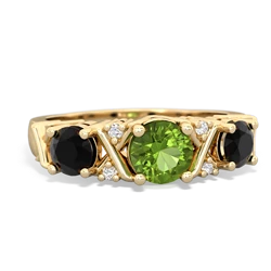 Peridot Hugs And Kisses 14K Yellow Gold ring R5016