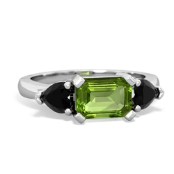 Peridot Three Stone 14K White Gold ring R5235