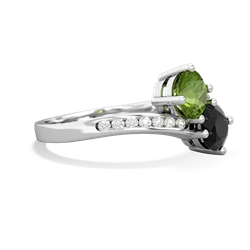 Peridot Channel Set Two Stone 14K White Gold ring R5303