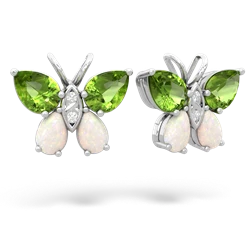 Peridot Butterfly 14K White Gold earrings E2215