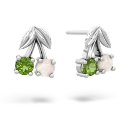 Peridot Sweet Cherries 14K White Gold earrings E7001