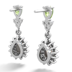 Peridot Halo Pear Dangle 14K White Gold earrings E1882
