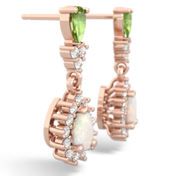 Peridot Halo Pear Dangle 14K Rose Gold earrings E1882