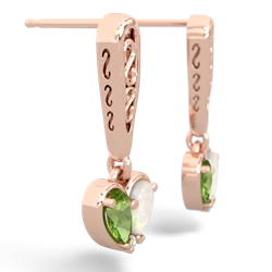 Peridot Filligree Heart 14K Rose Gold earrings E5070