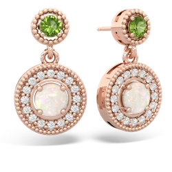 Peridot Halo Dangle 14K Rose Gold earrings E5319