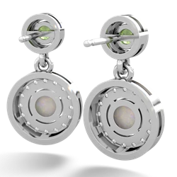 Peridot Halo Dangle 14K White Gold earrings E5319