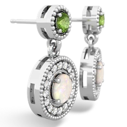 Peridot Halo Dangle 14K White Gold earrings E5319