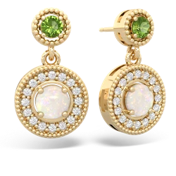 Peridot Halo Dangle 14K Yellow Gold earrings E5319