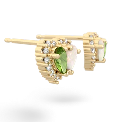 Peridot Halo 14K Yellow Gold earrings E7008