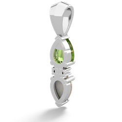 Peridot Bowtie Drop 14K White Gold pendant P0865