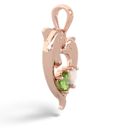 Peridot Dolphin Heart 14K Rose Gold pendant P5820