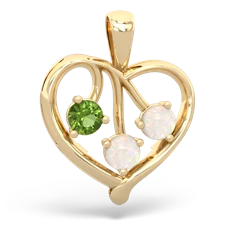 Peridot Glowing Heart 14K Yellow Gold pendant P2233