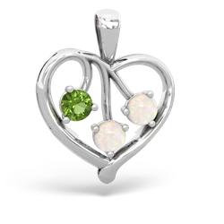 Peridot Glowing Heart 14K White Gold pendant P2233