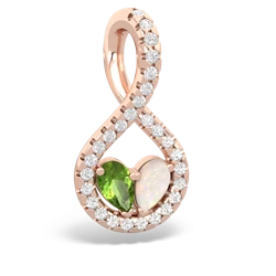 Peridot Pave Twist 'One Heart' 14K Rose Gold pendant P5360