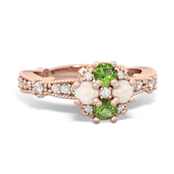 Peridot Sparkling Tiara Cluster 14K Rose Gold ring R26293RD