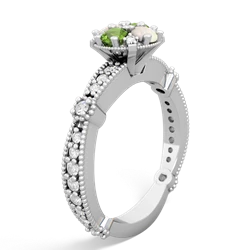 Peridot Sparkling Tiara Cluster 14K White Gold ring R26293RD