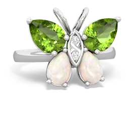 Peridot Butterfly 14K White Gold ring R2215