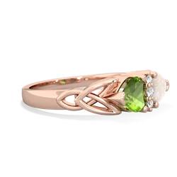 Peridot Celtic Knot Double Heart 14K Rose Gold ring R5040