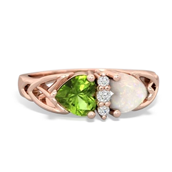 Peridot Celtic Knot Double Heart 14K Rose Gold ring R5040