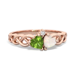 Peridot Heart To Heart Braid 14K Rose Gold ring R5870